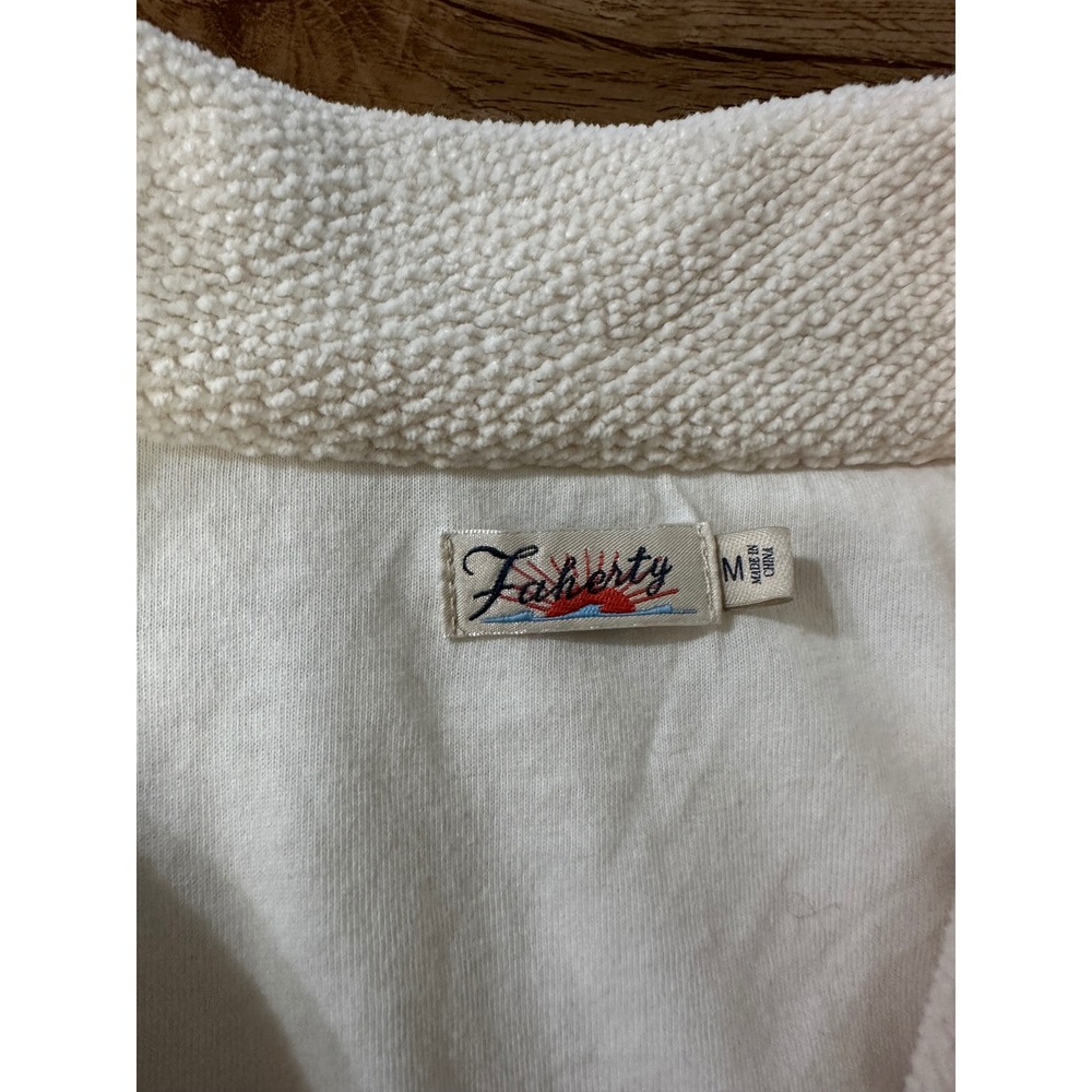Faherty Ivory Sherpa Trucker Jacket Shacket Medium - Picture 3 of 4